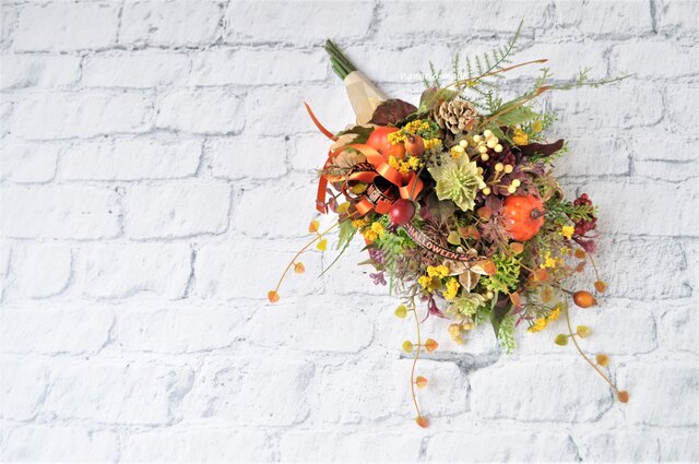 mini スワッグ ハロウィンカラー リボン パンプキンそえて：スワッグ