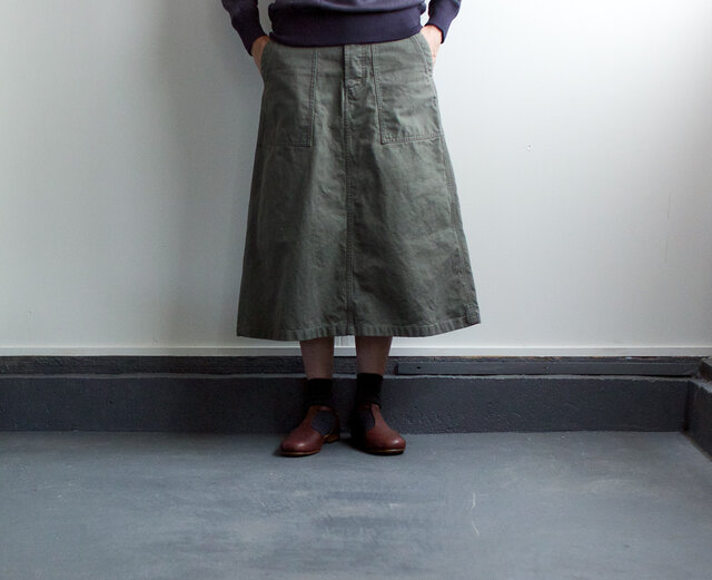 army cord/baker skirt/khakiの画像1枚目