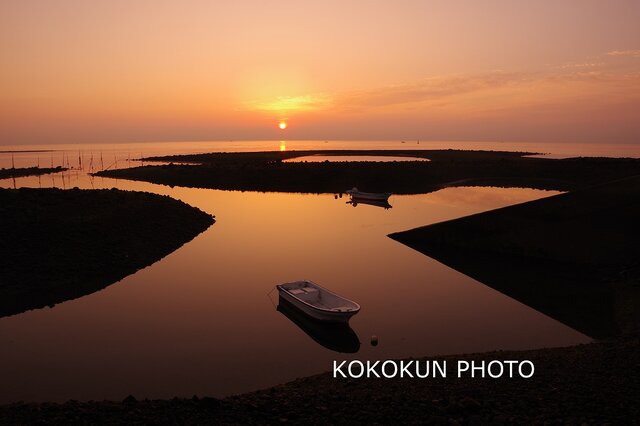 有明海の朝の風景「静かな朝の海」(A4サイズ)の画像1枚目