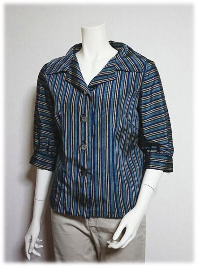 7 昭和初期着物リメイクレトロデザインブラウス