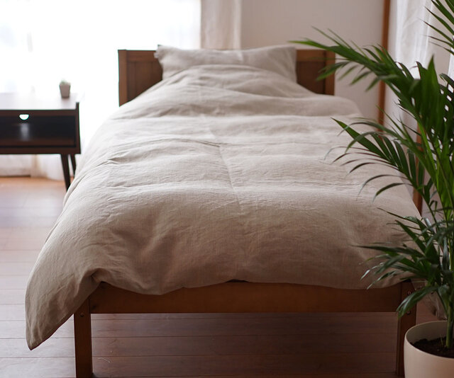 wafu.【掛ふとんカバー】リネン100% 気がつけば虜に ／ 亜麻ナチュラル 掛ふとんカバー】シングルサイズ リネン100% / 亜麻ナチュラル r003a-amn3