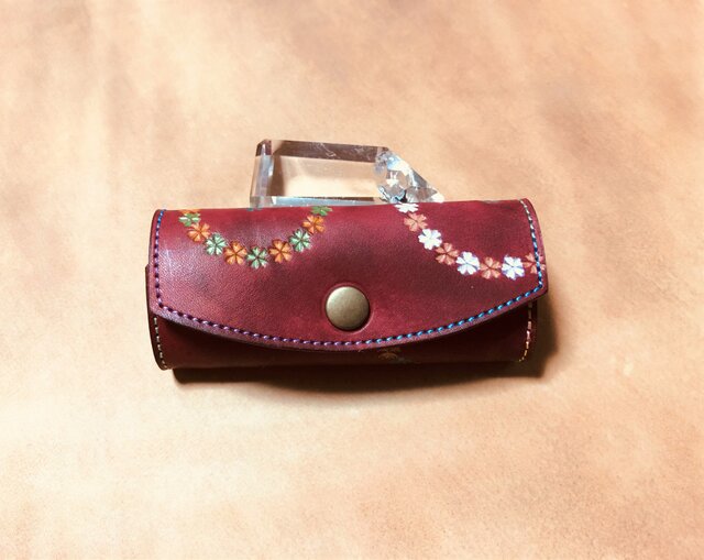 アンティーク花柄ハンキーケース GUCCI グッチ キーケース/キーホルダー 6連 レザー フローラ/花