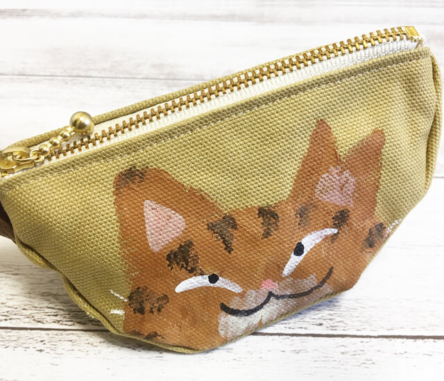 三日月猫のエコバッグポーチ〈トラ猫〉の画像1枚目
