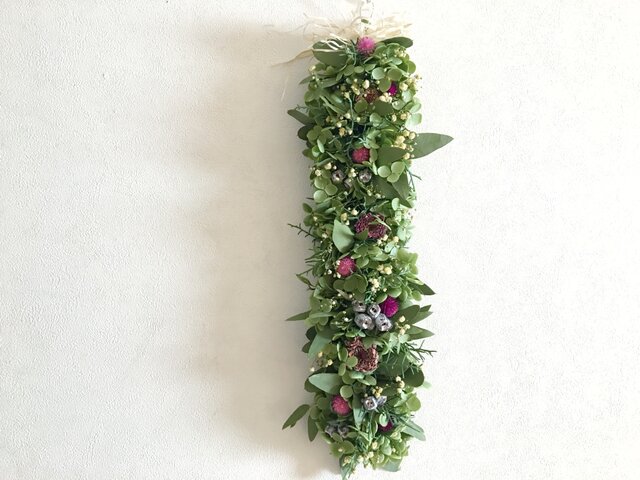 アナベルとピンクの縦型ガーランドの画像1枚目