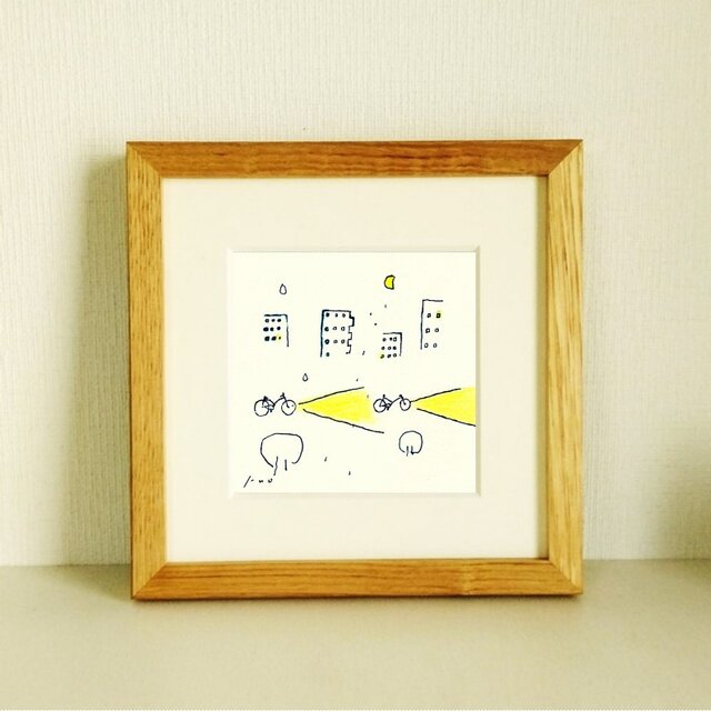 原画「レモンの夜にキミとゆく」※木製額縁入り　（インチサイズ）