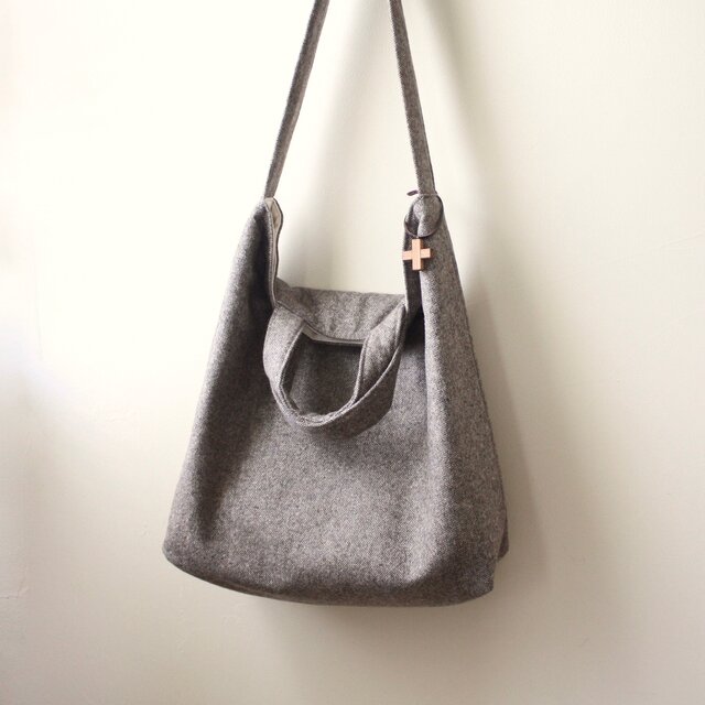 ウールツィードの2wayショルダーバッグ☆ブラウン