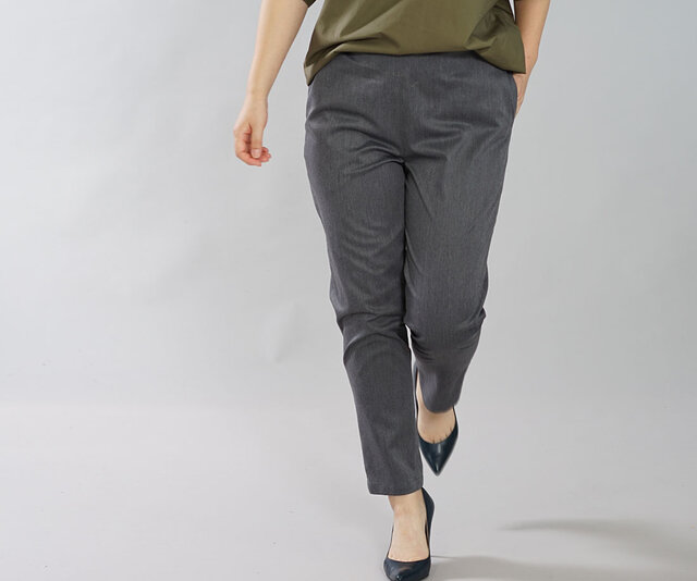 【9月30日まで限定価格】秋冬用cottonストレッチ パンツ ウエストゴム / チャコールグレー b010b-cgy2の画像1枚目