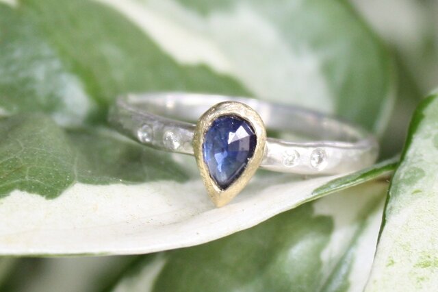 Hammering narrow stackable band Sapphire HFR29の画像1枚目