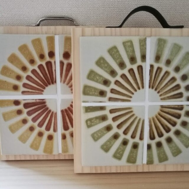 ☆タイルの鍋敷き・サークル オリーブ 2008☆ ポットマット