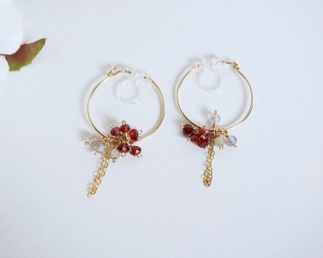 14kgf 4waysチャーム付け替えフープイヤリング/ピアス ケシパール