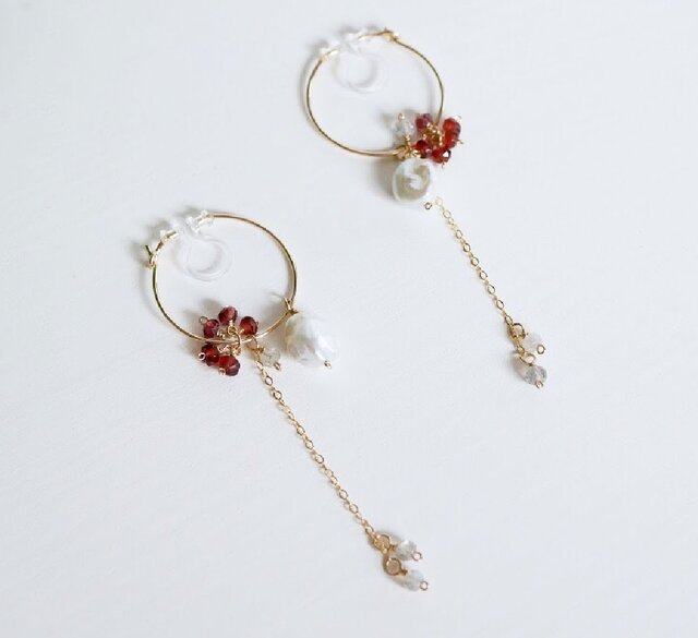 14kgf 4waysチャーム付け替えフープイヤリング/ピアス ケシパール