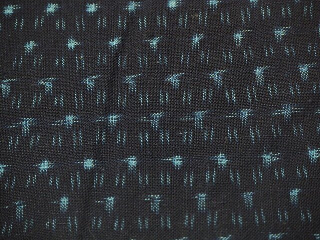 kh0028 細かい絣文様木綿ハギレ120cm☆古布・古裂 /筒描き/型染め/藍染