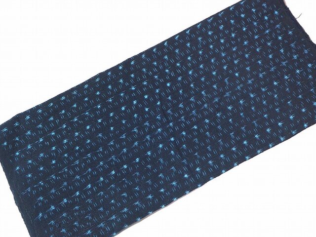 kh0028 細かい絣文様木綿ハギレ120cm☆古布・古裂 /筒描き/型染め/藍染