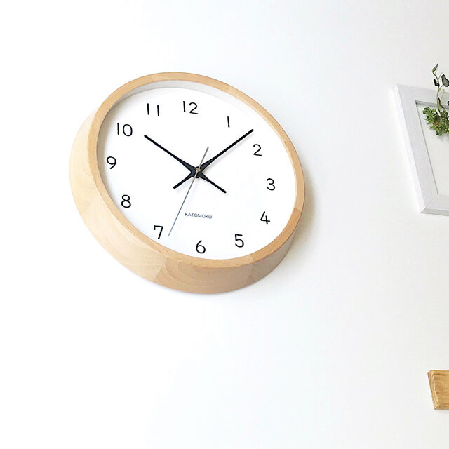 KATOMOKU muku clock 13 ビーチ ナチュラル km-104NA 木製 無垢材