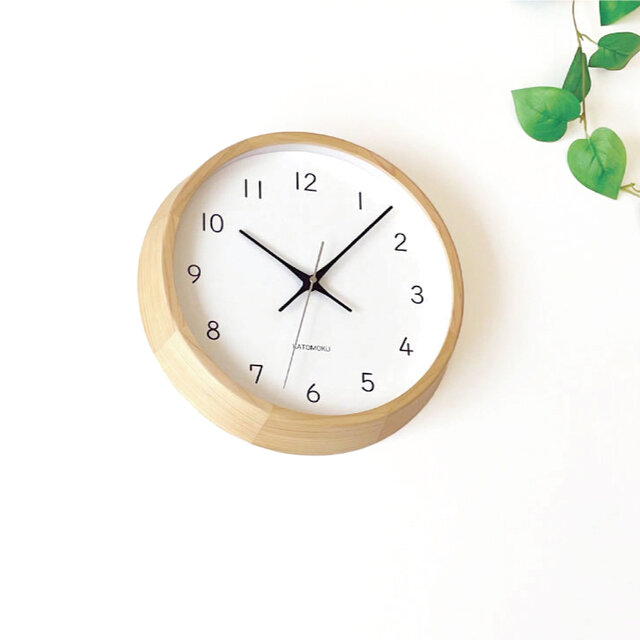 KATOMOKU muku clock 13 ヒノキ km-104HI 掛け時計 木製 無垢材