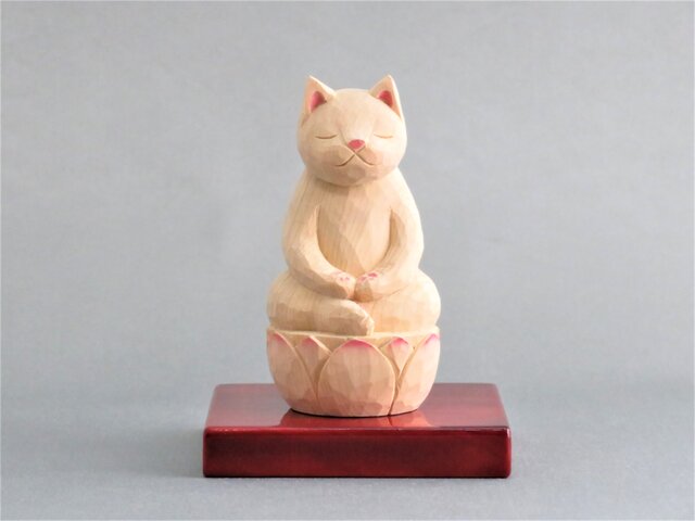 木彫り 座禅猫 猫仏1919の画像1枚目