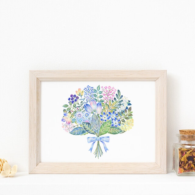 絵のある暮らし。額装アートプリント "青色の花束" FAPR-2L470の画像1枚目