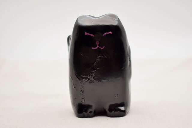 黒猫 黒漆底面麻布張紫漆の画像1枚目