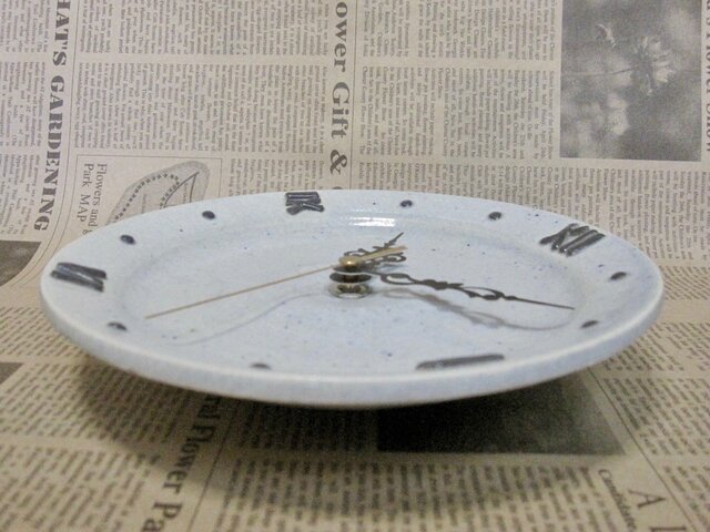 陶器 時計文字盤（ムーブメント付き） 薄青 【190913】 | iichi 日々の