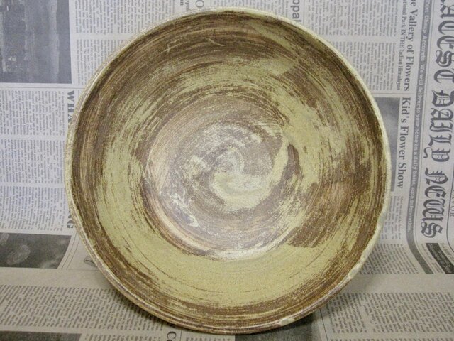 未使用　陶器製 水盤 茶色と白の模様　花器　水盤　華道 未使用 陶器製 水盤 茶色と白の模様 花器 水盤 華道 未使用 陶器