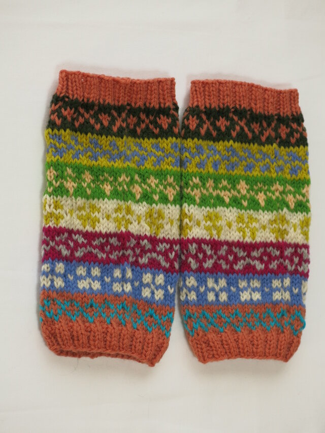 フェアアイルのレッグウォーマー　Sサーモン