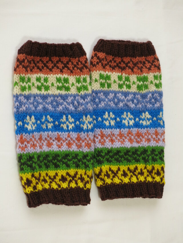 フェアアイルのレッグウォーマー　S茶