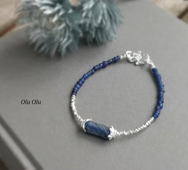 ローマングラス&インドパシフィックビーズ&カレンシルバーのブレスレットの画像1枚目