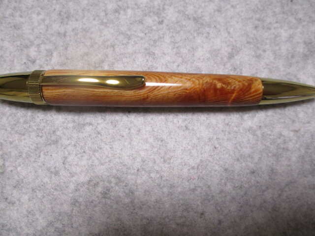 肥松(黒松)瘤 金襴杢 ガラスコート仕上げ 回転式ロングパトリオットボールペン の画像1枚目