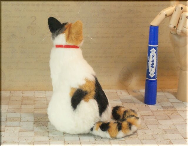 羊毛フェルト 猫 三毛猫さん ねこ ネコ 猫フィギュア | iichi