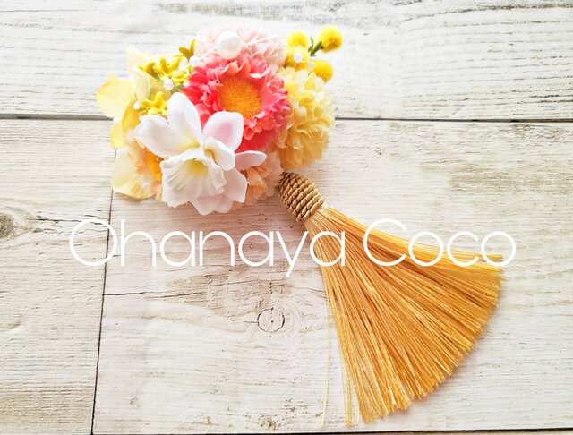 花yurari デイジーとミモザの髪飾り クリップピンタイプ No614
