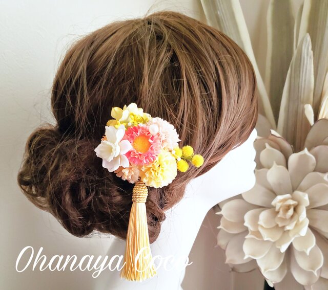 花yurari デイジーとミモザの髪飾り クリップピンタイプ No614 | iichi