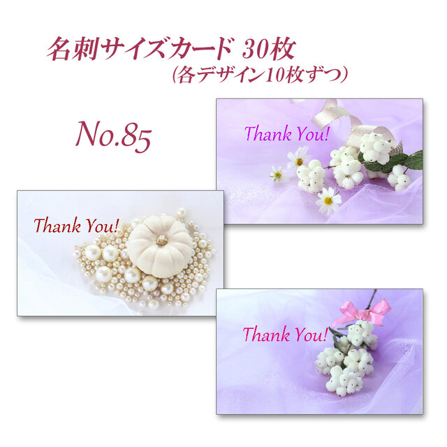 No.085  白いカボチャ＜カスペリータ＞　白い実＜シンフォリカルポス＞　　名刺サイズサンキューカード   30枚