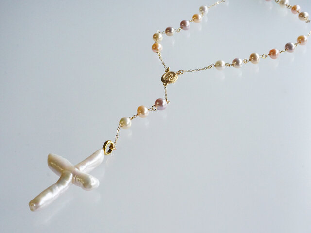 パールY字ネックレス rosary 色：マルチカラー