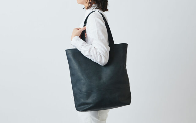 レザートートバッグ black <L>の画像1枚目