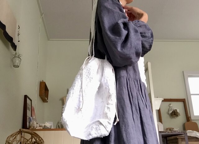 つぎはぎ巾着バッグAの画像1枚目