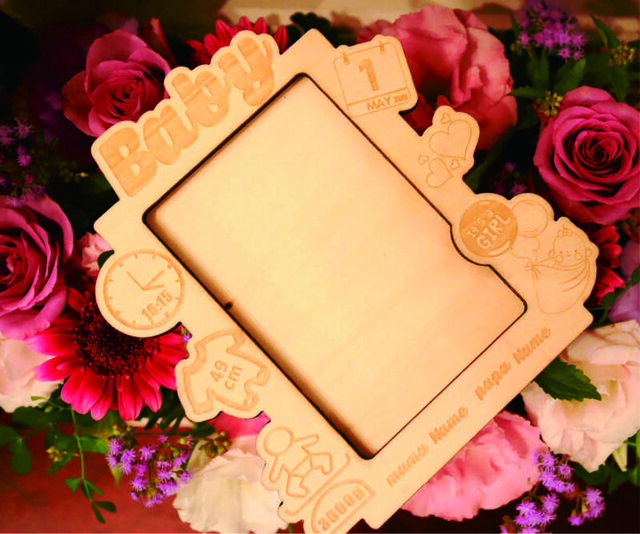 Naming Day フレーム付き S/2 Bamboo Photo Frame Incl 4