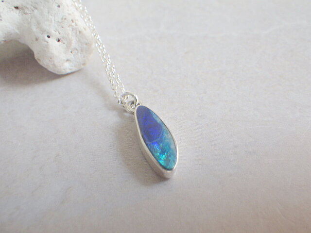 Grand Blue Opal Necklace S *sv925*銀枠の画像1枚目