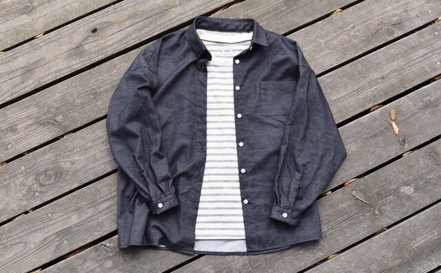 『workman』 cotton wide shirt 播州織 コットン ワイドシャツの画像1枚目