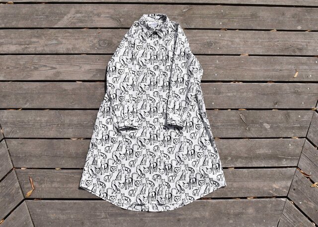 『Nyanco』shirt onepiece 播州織 シャツワンピースの画像1枚目