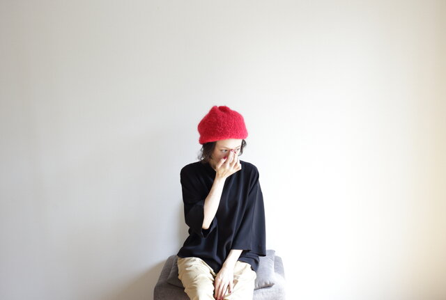 knit beret(red) / ニット ベレー(赤)の画像1枚目