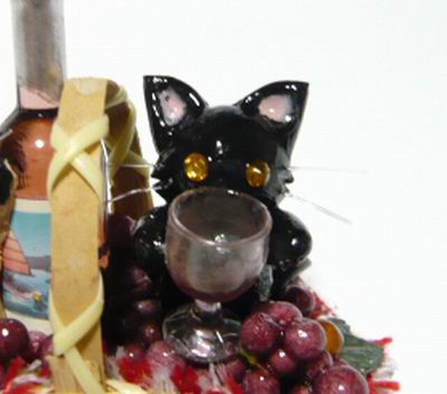 にゃんこのしっぽ○ワインとぶどうのバスケット〇ミニチュア〇ドール