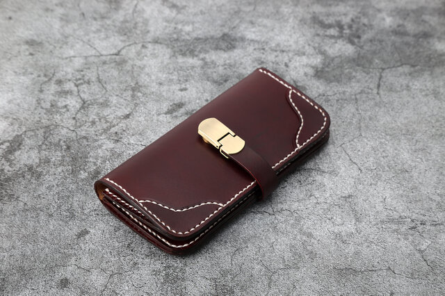 ハンドメイド　長財布　牛革　本革　ベジタブルタンニンなめし　1点物 メンズ /長財布/ 植物タンニン鞣し牛革(ヌメ革) 職人ぼかし手