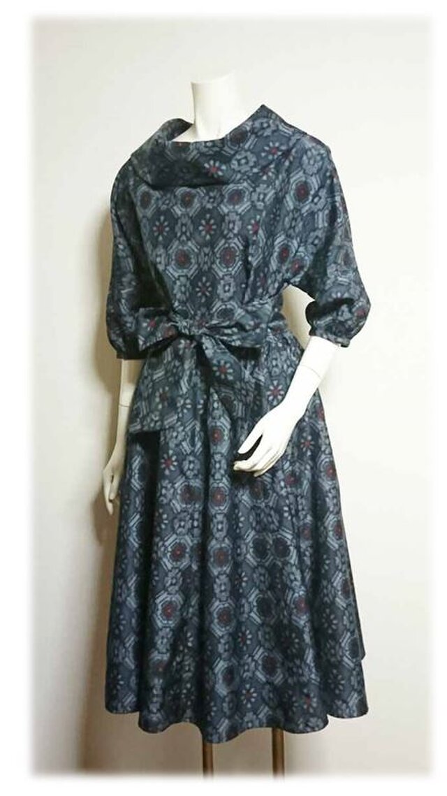 14大島紬レトロスタイルセットアップ