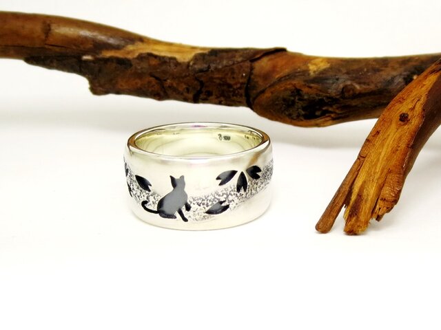 猫×桜 シルバーリング 【和柄えす】 | iichi 日々の暮らしを