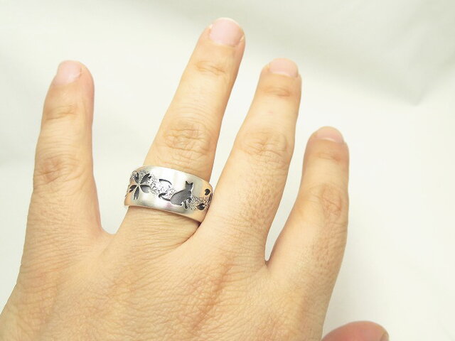 和柄　リング 猫×桜 シルバーリング 【和柄えす】 | iichi 日々の暮らしを
