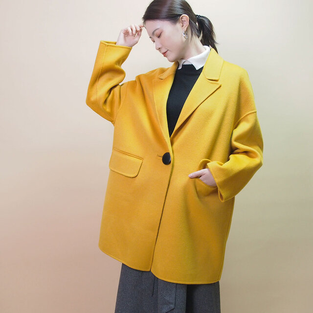 送料無料】ウール100 ワンボタン リバーシブル地チェスターコート