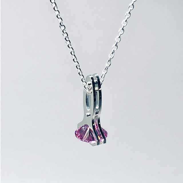 Parallel Lines CZ pendant Silver Pink Cubiczirconia | iichi 日々の