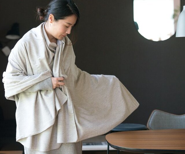 ヤク混 ネル生地大判ブランケットストール【Organic Cotton】の画像1枚目
