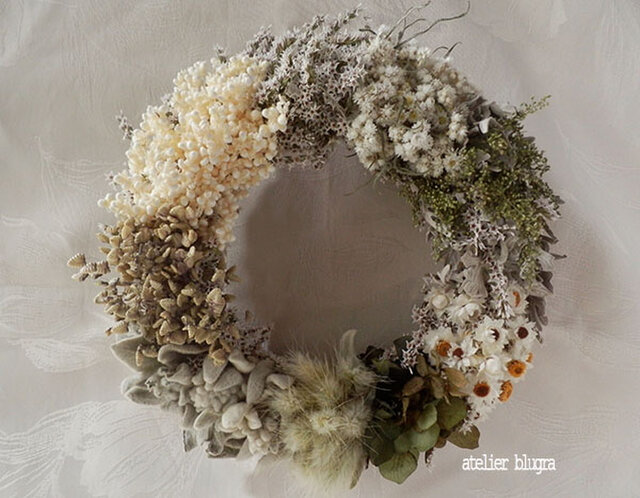 atelier blugra八ヶ岳〜ヤマハハコとラグラスのWreath001の画像1枚目