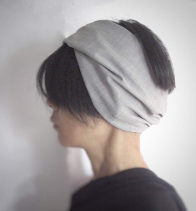 ターバンなヘアバンド　ライトグレー　送料無料